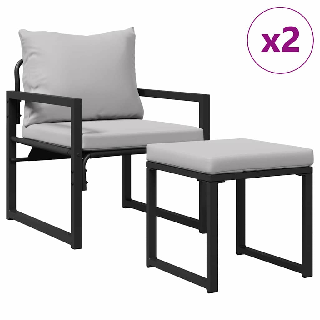 Garden Furniture with Cushion Other 4 pcs Black Steel