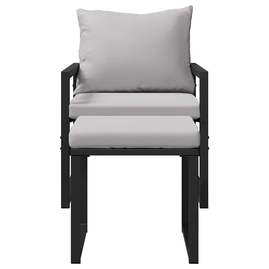 Garden Furniture with Cushion Other 4 pcs Black Steel