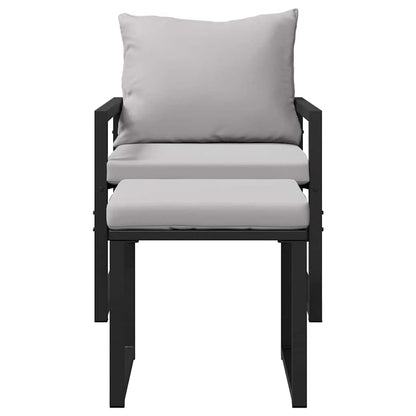 Garden Furniture with Cushion Other 4 pcs Black Steel