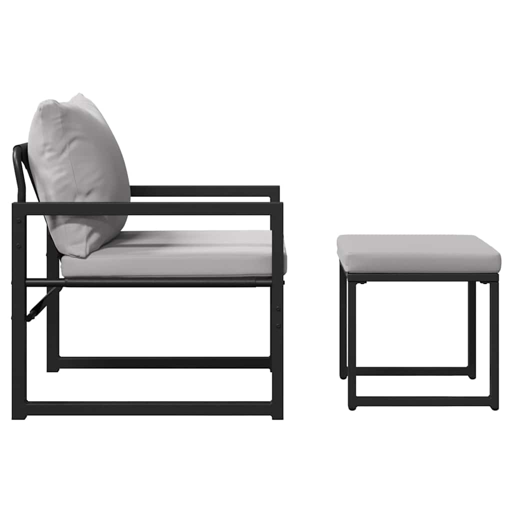 Garden Furniture with Cushion Other 4 pcs Black Steel