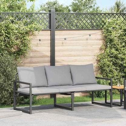 Garden Furniture with Cushion Black 180 x 72.5 x 71 cm Steel