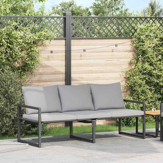Garden Furniture with Cushion Black 180 x 72.5 x 71 cm Steel