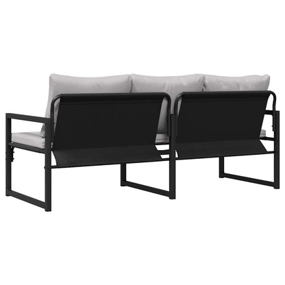Garden Furniture with Cushion Black 180 x 72.5 x 71 cm Steel