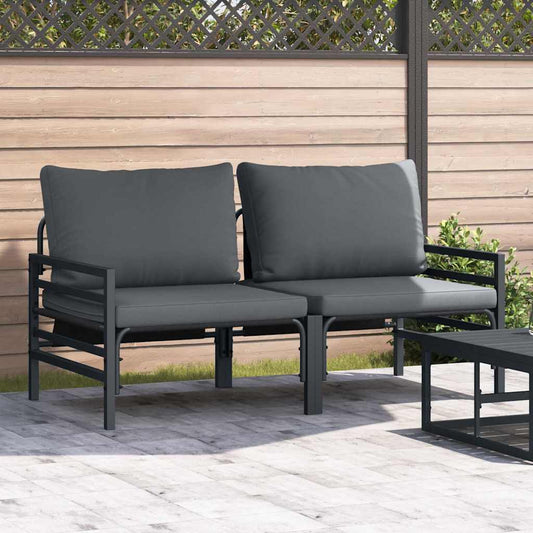 Outdoor Furniture with Cushion 2 pcs Anthracite Steel