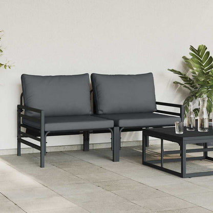 Outdoor Furniture with Cushion 2 pcs Anthracite Steel