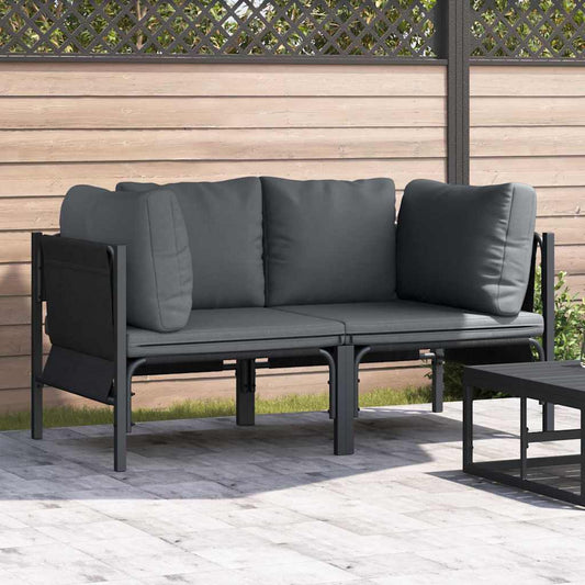 Outdoor Furniture with Cushion 2 pcs Anthracite Steel