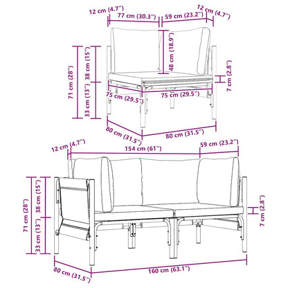 Outdoor Furniture with Cushion 2 pcs Anthracite Steel