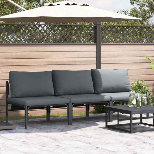 Outdoor Furniture with Cushion 3 pcs Anthracite Steel
