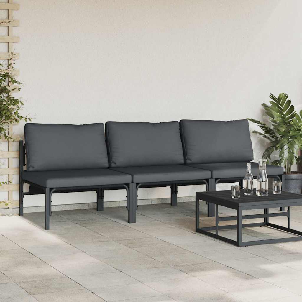 Outdoor Furniture with Cushion 3 pcs Anthracite Steel