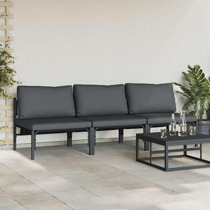 Outdoor Furniture with Cushion 3 pcs Anthracite Steel