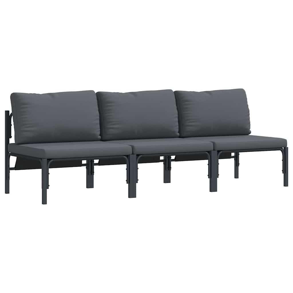 Outdoor Furniture with Cushion 3 pcs Anthracite Steel