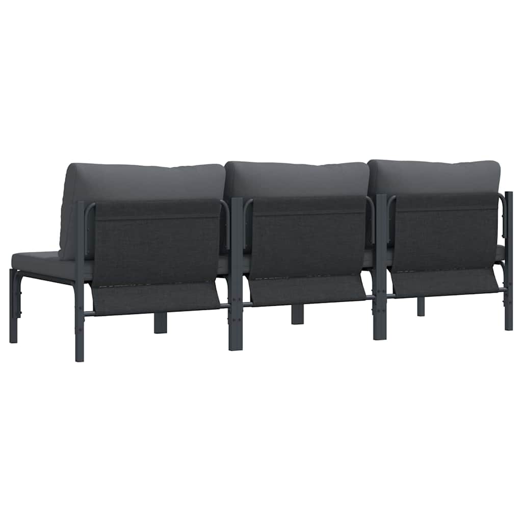 Outdoor Furniture with Cushion 3 pcs Anthracite Steel