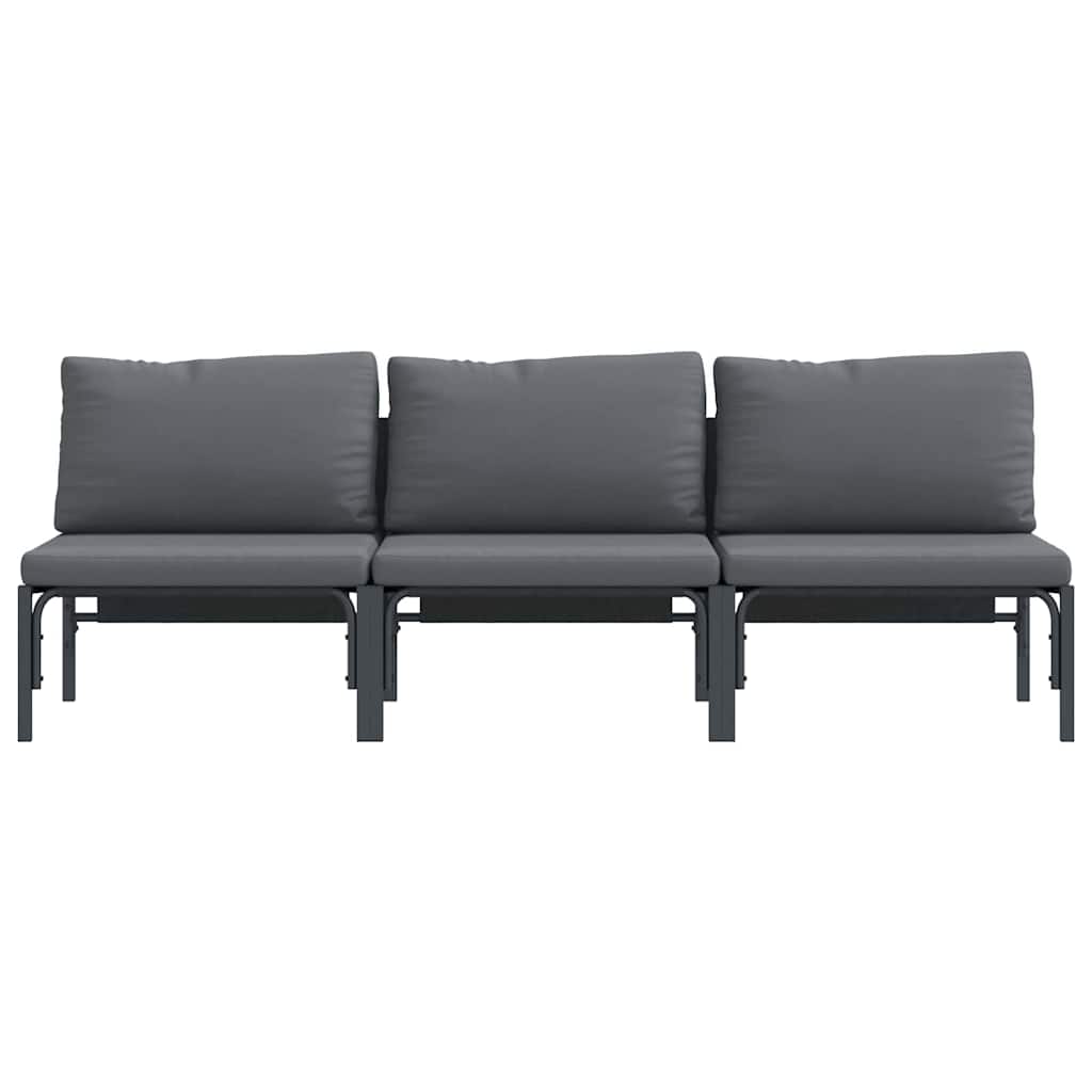 Outdoor Furniture with Cushion 3 pcs Anthracite Steel