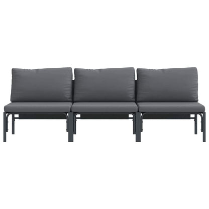 Outdoor Furniture with Cushion 3 pcs Anthracite Steel