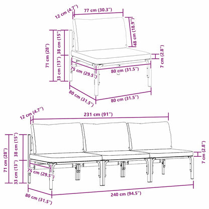 Outdoor Furniture with Cushion 3 pcs Anthracite Steel
