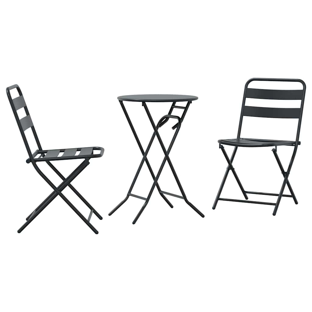 Bistro Set Folding 3 pcs Anthracite Steel