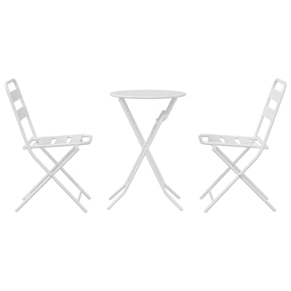 Bistro Set Folding 3 pcs White Steel