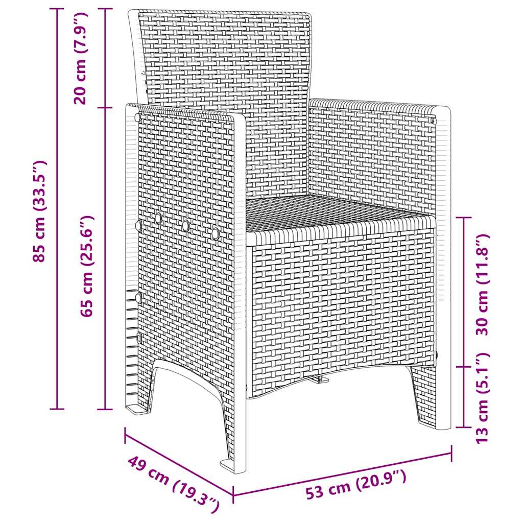 Garden Chair 2 pcs Light grey 53 x 49 x 85 cm PP