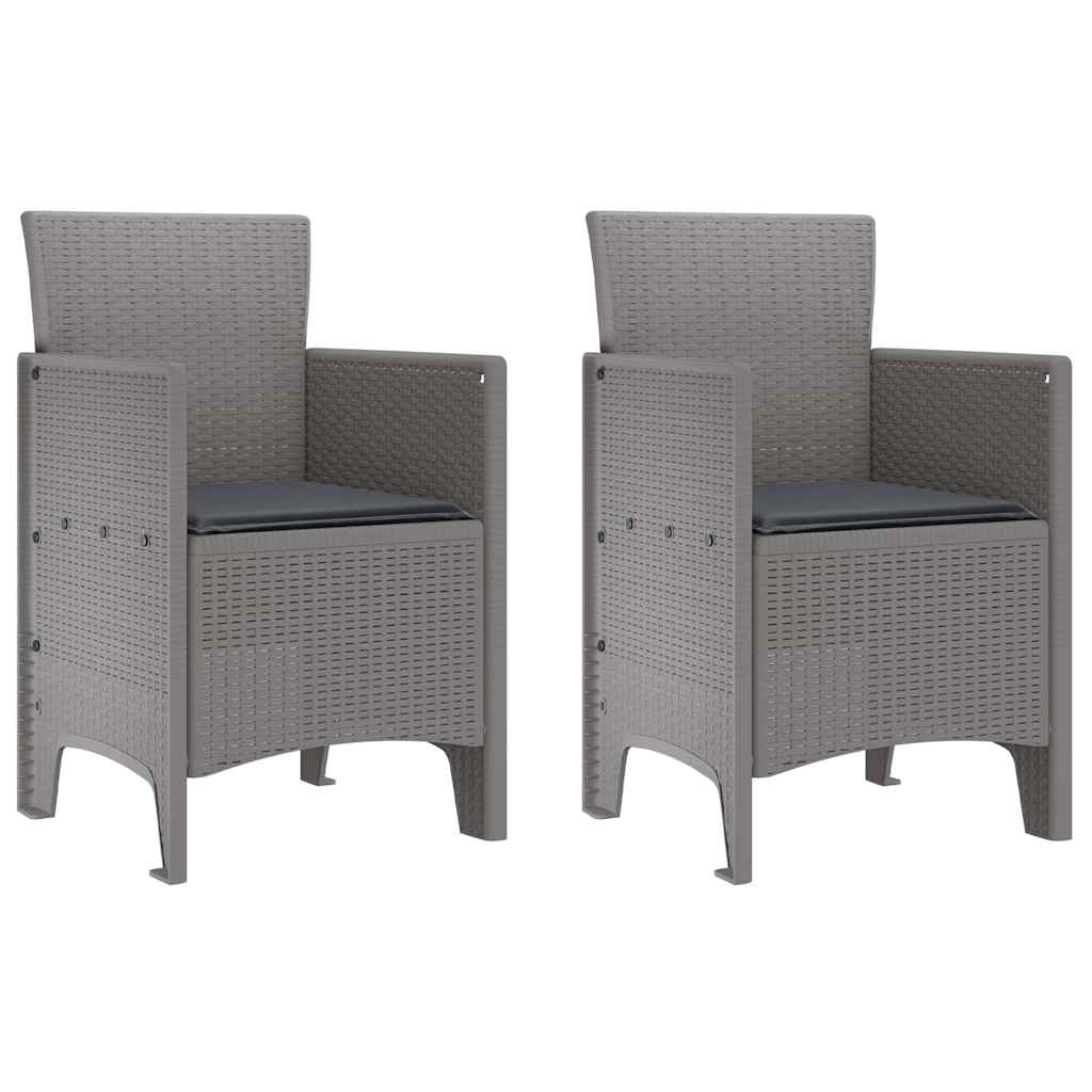 Garden Chair 2 pcs Light grey 53 x 49 x 85 cm PP