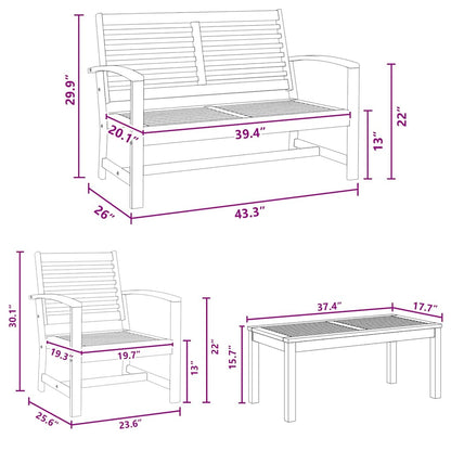 Garden Sofa Set Natural Solid teak wood