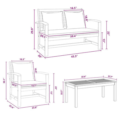 Garden Sofa Set Natural Solid teak wood