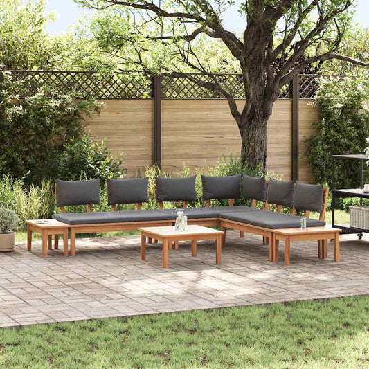 Garden Bench Set with Cushion with Storage 3 pcs Brown and Grey