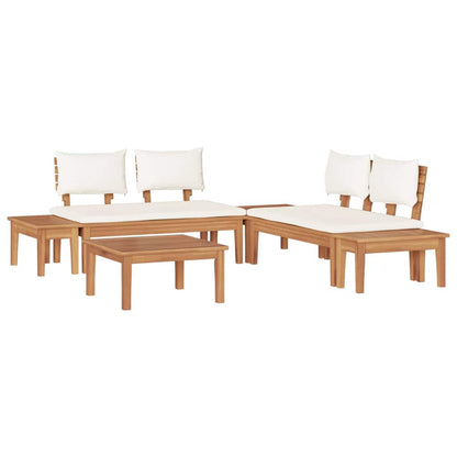 Garden Bench Set with Cushion 3 pcs Brown and Cream