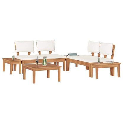 Garden Bench Set with Cushion 3 pcs Brown and Cream