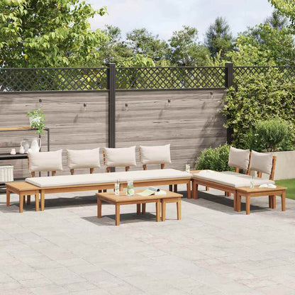 Garden Bench Set with Cushion 5 pcs Brown and Cream