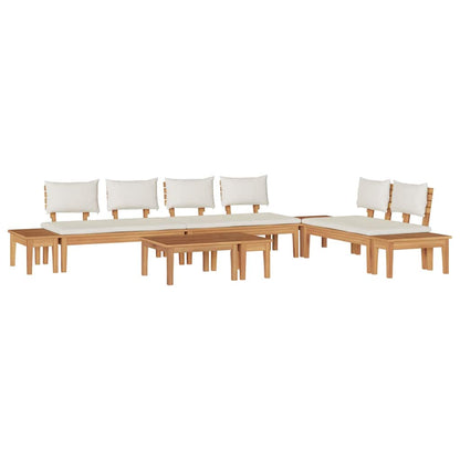 Garden Bench Set with Cushion 5 pcs Brown and Cream
