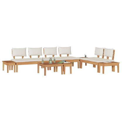 Garden Bench Set with Cushion 5 pcs Brown and Cream