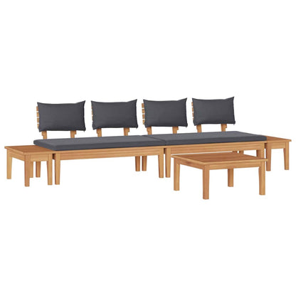 Garden Bench Set with Cushion with Storage 5 pcs Brown and Grey