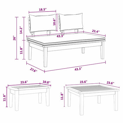 Garden Bench Set with Cushion with Storage 5 pcs Brown and Grey