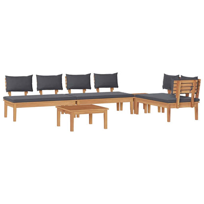 Garden Bench Set with Cushion with Storage 5 pcs Brown and Grey