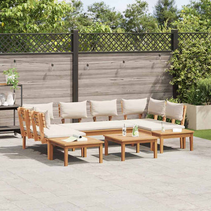 Garden Bench Set with Cushion 4 pcs Brown and Cream