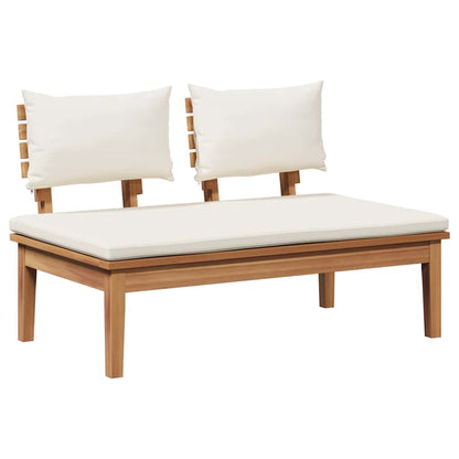Garden Bench Set with Cushion 4 pcs Brown and Cream