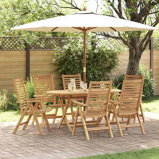 Garden Dining Set 7 pcs Brown Solid teak wood