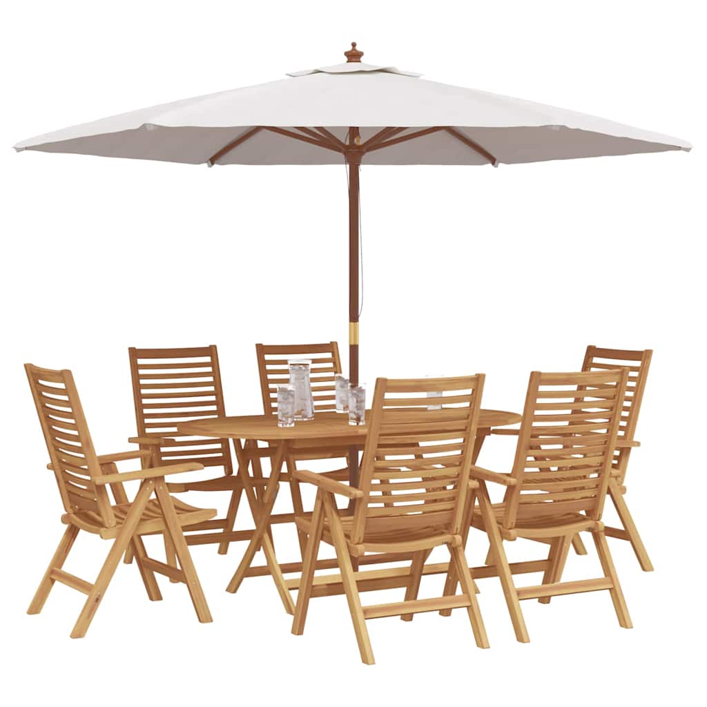 Garden Dining Set 7 pcs Brown Solid teak wood