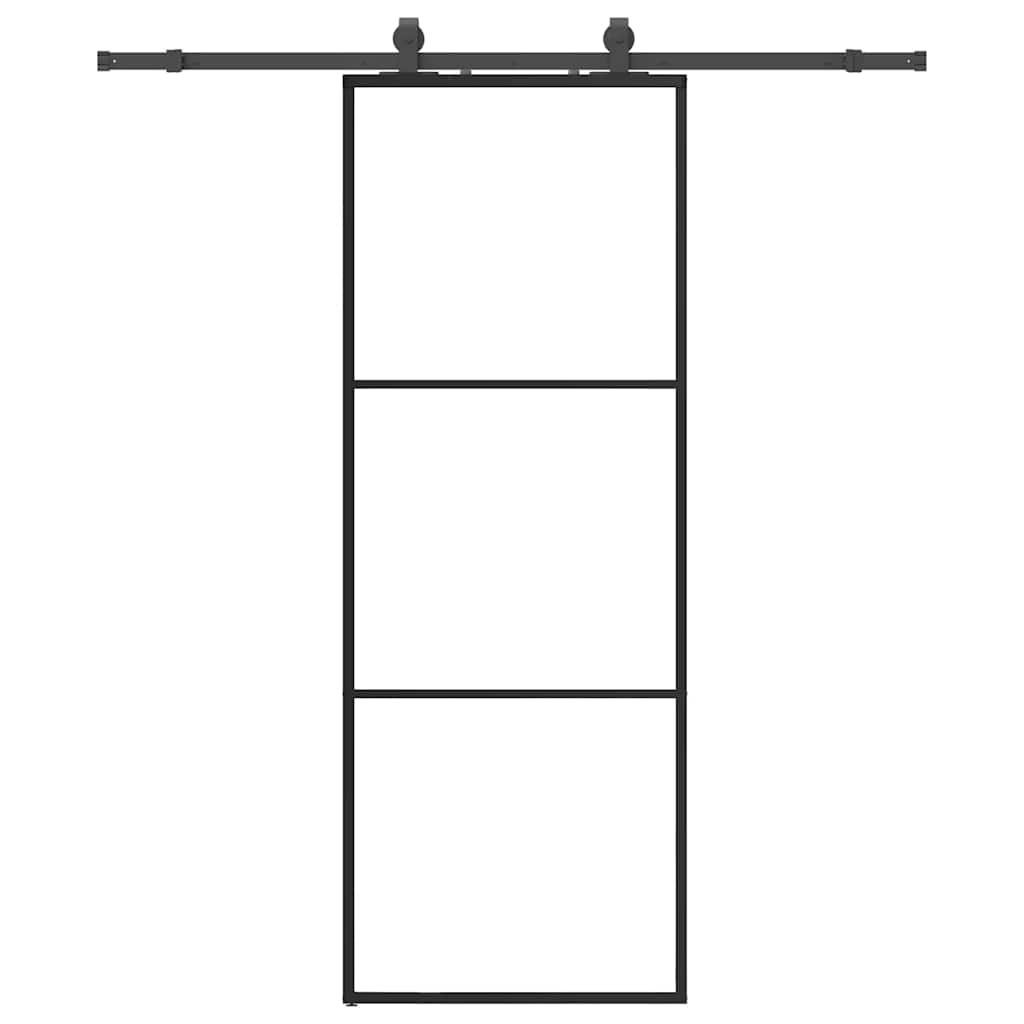 Sliding Door with Hardware Set Black 76x205 cm ESG Glass