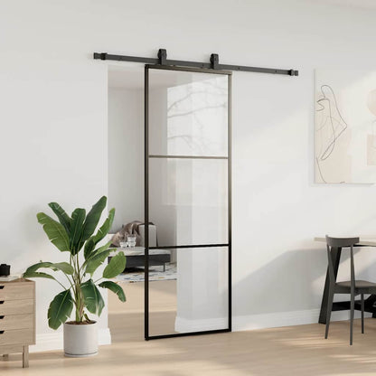 Sliding Door with Hardware Set Black 76x205 cm ESG Glass