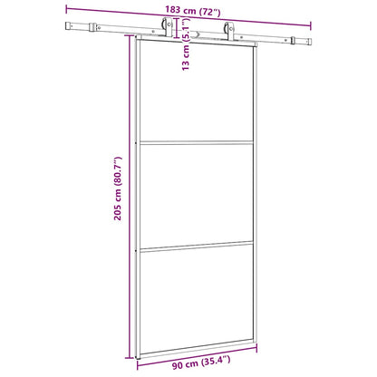 Sliding Door with Hardware Set Black 90x205 cm ESG Glass