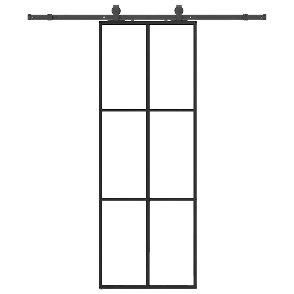 Sliding Door with Hardware Set Black 76x205 cm ESG Glass