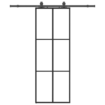 Sliding Door with Hardware Set Black 76x205 cm ESG Glass