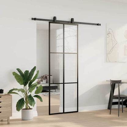 Sliding Door with Hardware Set Black 76x205 cm ESG Glass