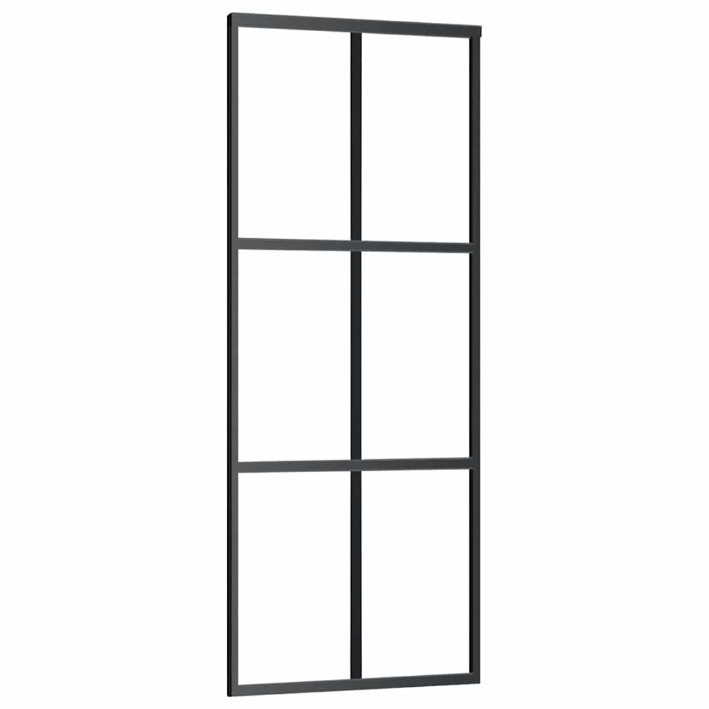 Sliding Door with Hardware Set Black 76x205 cm ESG Glass