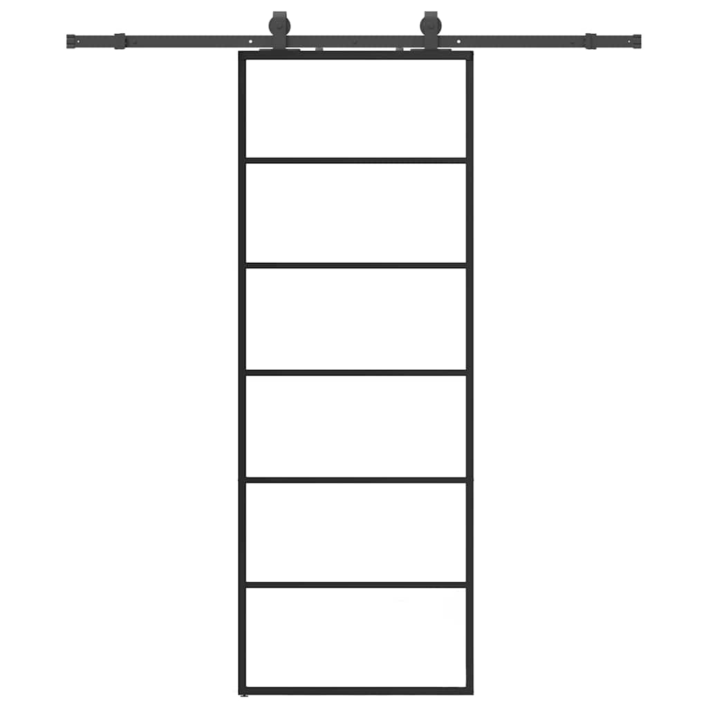 Sliding Door with Hardware Set Black 76x205 cm ESG Glass