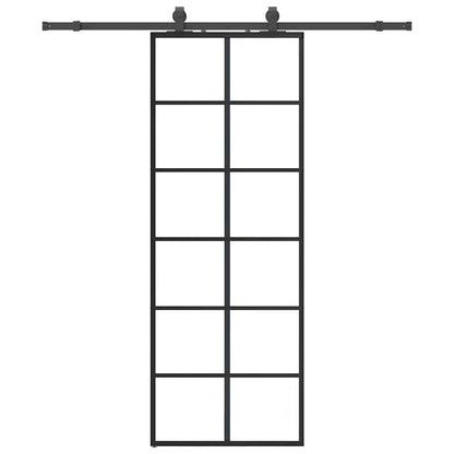 Sliding Door with Hardware Set Black 76x205 cm ESG Glass