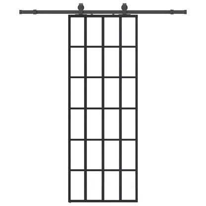 Sliding Door with Hardware Set Black 76x205 cm ESG Glass