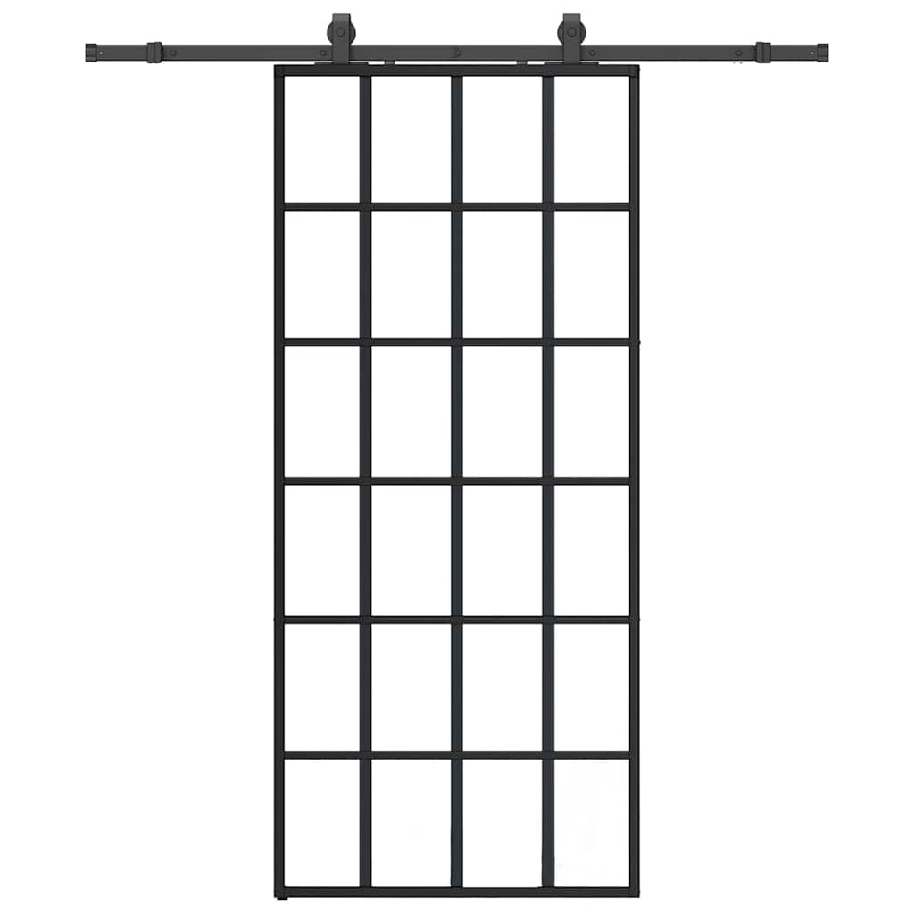 Sliding Door with Hardware Set Black 90x205 cm ESG Glass