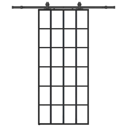 Sliding Door with Hardware Set Black 90x205 cm ESG Glass